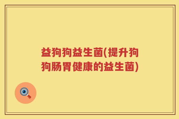 益狗狗益生菌(提升狗狗肠胃健康的益生菌)
