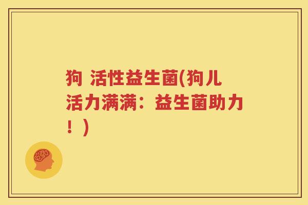 狗 活性益生菌(狗儿活力满满：益生菌助力！)