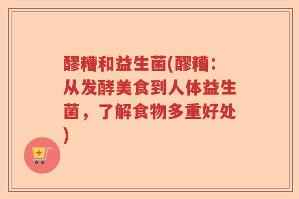 醪糟和益生菌(醪糟：从发酵美食到人体益生菌，了解食物多重好处)