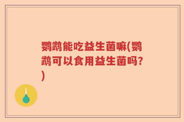 鹦鹉能吃益生菌嘛(鹦鹉可以食用益生菌吗？)
