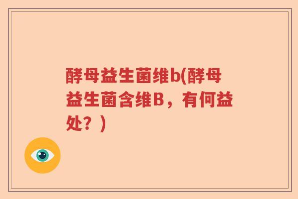 酵母益生菌维b(酵母益生菌含维B，有何益处？)