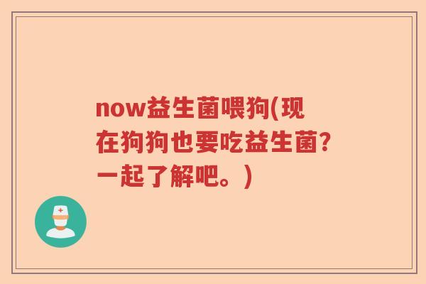 now益生菌喂狗(现在狗狗也要吃益生菌？一起了解吧。)
