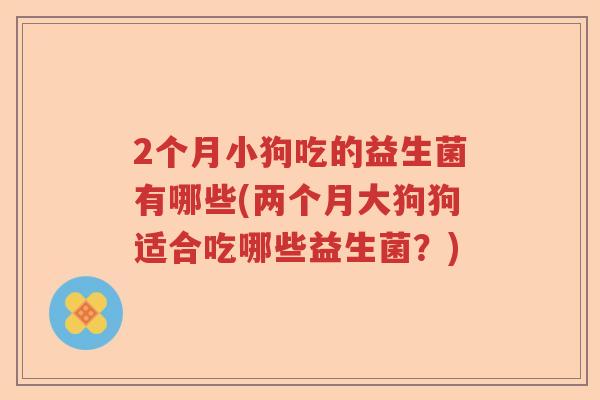 2个月小狗吃的益生菌有哪些(两个月大狗狗适合吃哪些益生菌？)