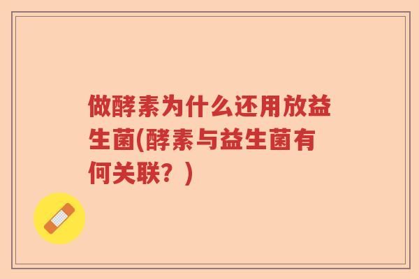 做酵素为什么还用放益生菌(酵素与益生菌有何关联？)