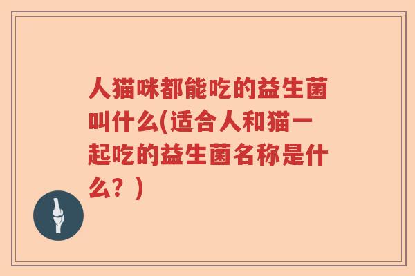 人猫咪都能吃的益生菌叫什么(适合人和猫一起吃的益生菌名称是什么？)