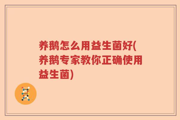 养鹅怎么用益生菌好(养鹅专家教你正确使用益生菌)