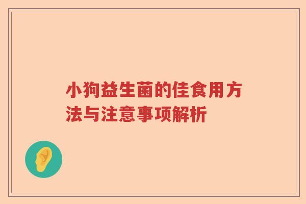 小狗益生菌的佳食用方法与注意事项解析