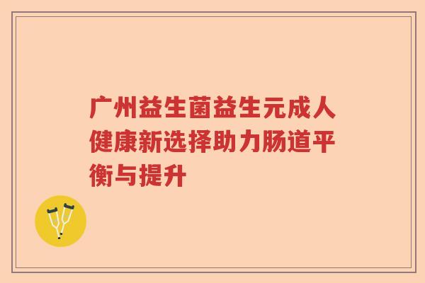 广州益生菌益生元成人健康新选择助力肠道平衡与提升