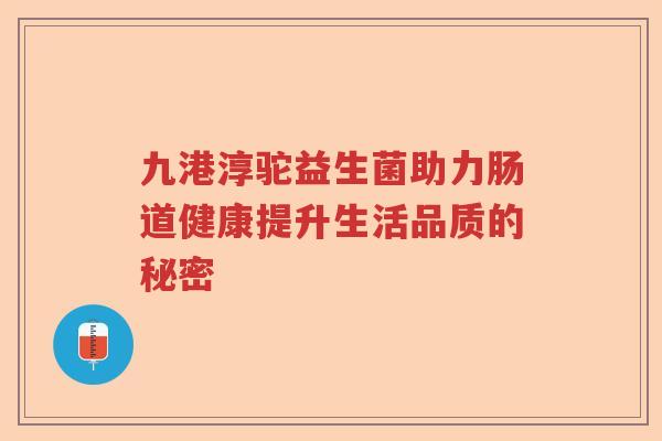 九港淳驼益生菌助力肠道健康提升生活品质的秘密