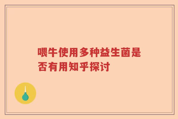 喂牛使用多种益生菌是否有用知乎探讨