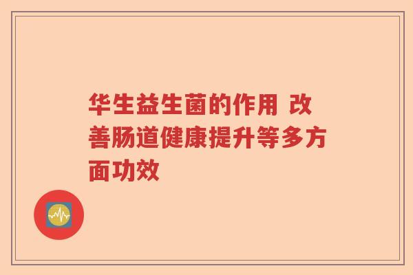 华生益生菌的作用 改善肠道健康提升等多方面功效