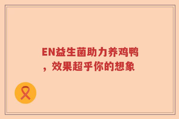 EN益生菌助力养鸡鸭，效果超乎你的想象