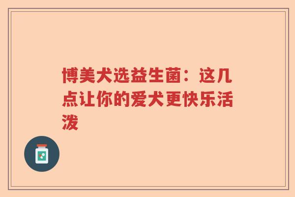 博美犬选益生菌：这几点让你的爱犬更快乐活泼