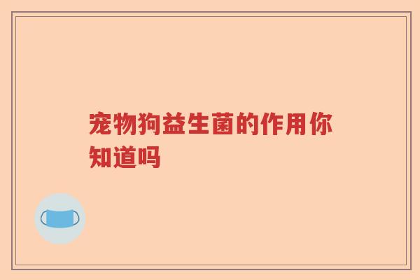 宠物狗益生菌的作用你知道吗