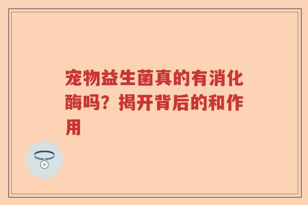 宠物益生菌真的有消化酶吗？揭开背后的和作用