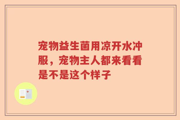 宠物益生菌用凉开水冲服，宠物主人都来看看是不是这个样子
