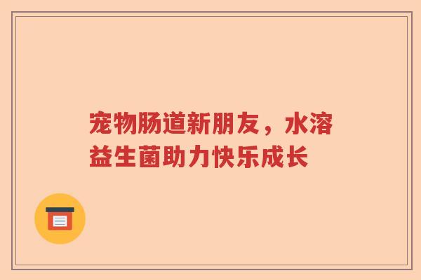 宠物肠道新朋友，水溶益生菌助力快乐成长