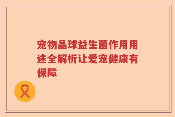 宠物晶球益生菌作用用途全解析让爱宠健康有保障