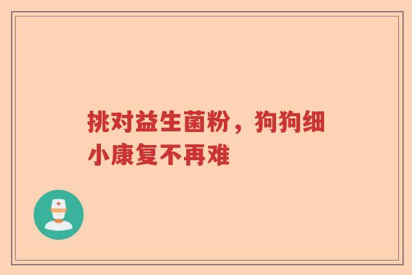 挑对益生菌粉，狗狗细小康复不再难