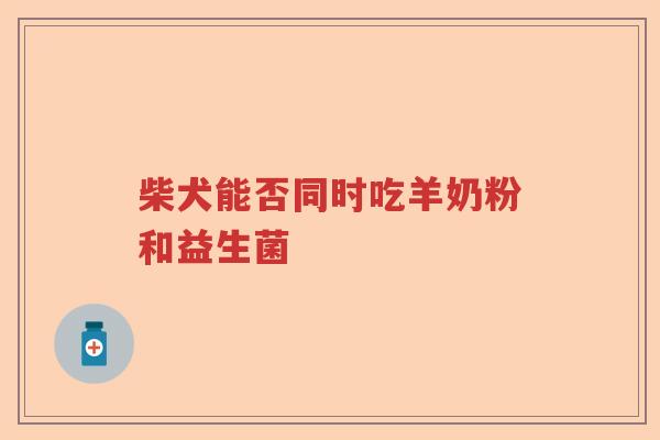柴犬能否同时吃羊奶粉和益生菌