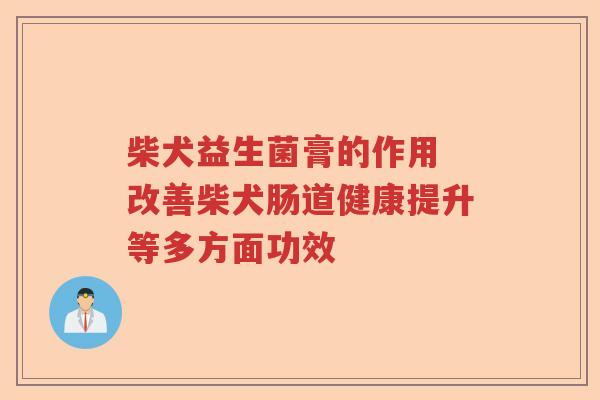 柴犬益生菌膏的作用 改善柴犬肠道健康提升等多方面功效