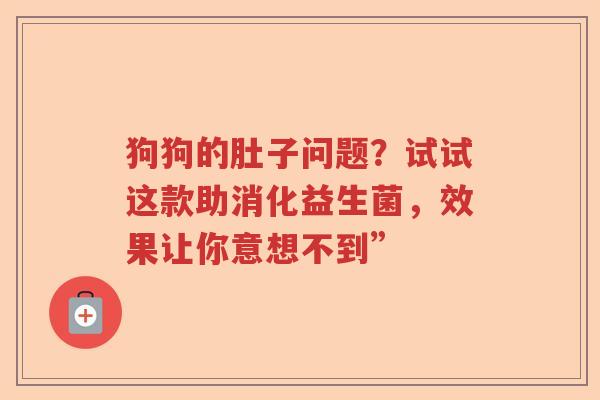 狗狗的肚子问题？试试这款助消化益生菌，效果让你意想不到”
