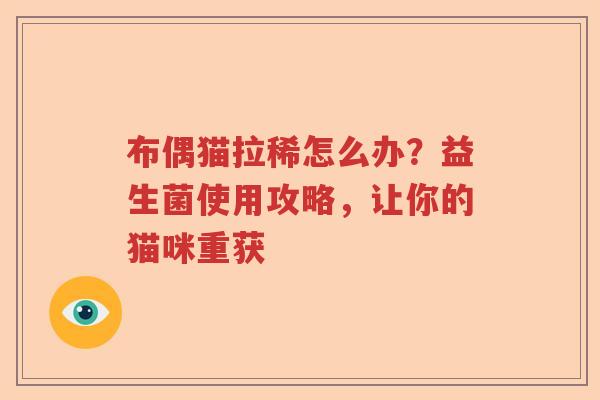 布偶猫拉稀怎么办？益生菌使用攻略，让你的猫咪重获