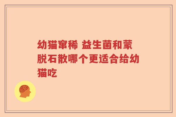 幼猫窜稀 益生菌和蒙脱石散哪个更适合给幼猫吃