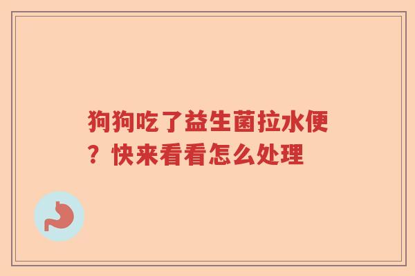 狗狗吃了益生菌拉水便？快来看看怎么处理