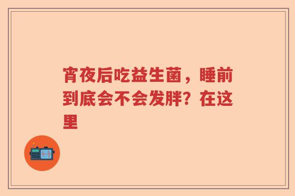 宵夜后吃益生菌，睡前到底会不会发胖？在这里