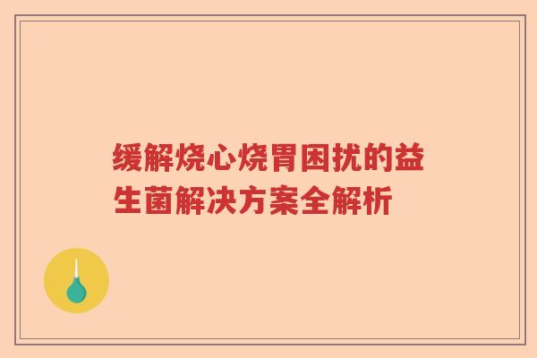 缓解烧心烧胃困扰的益生菌解决方案全解析