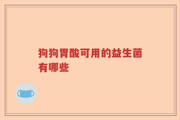 狗狗胃酸可用的益生菌有哪些