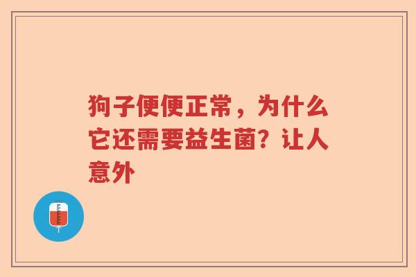 狗子便便正常，为什么它还需要益生菌？让人意外