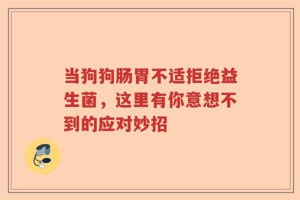 当狗狗肠胃不适拒绝益生菌，这里有你意想不到的应对妙招