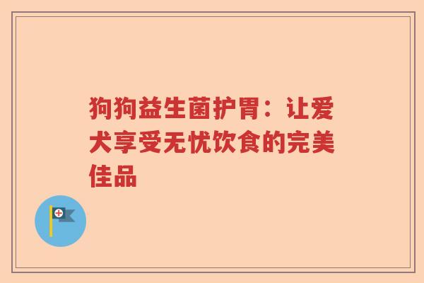 狗狗益生菌护胃：让爱犬享受无忧饮食的完美佳品