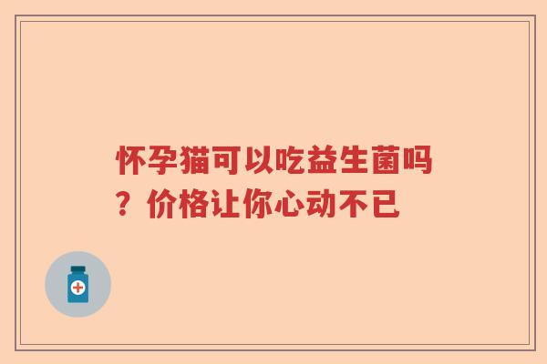 怀孕猫可以吃益生菌吗？价格让你心动不已