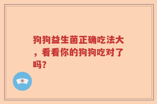 狗狗益生菌正确吃法大，看看你的狗狗吃对了吗？