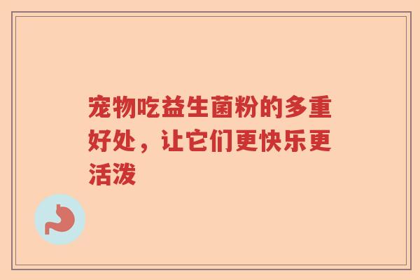 宠物吃益生菌粉的多重好处，让它们更快乐更活泼