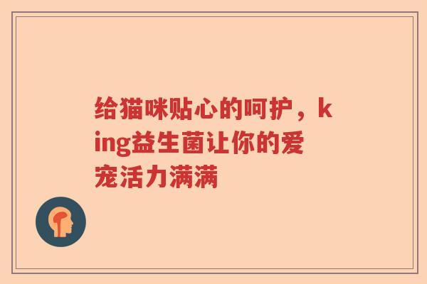 给猫咪贴心的呵护，king益生菌让你的爱宠活力满满
