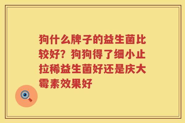 狗什么牌子的益生菌比较好？狗狗得了细小止拉稀益生菌好还是庆大霉素效果好