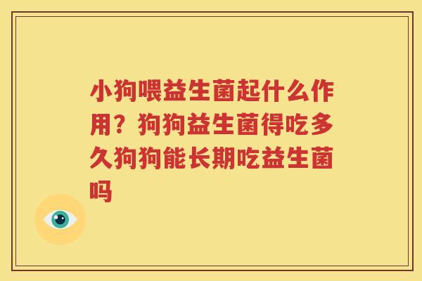 小狗喂益生菌起什么作用？狗狗益生菌得吃多久狗狗能长期吃益生菌吗