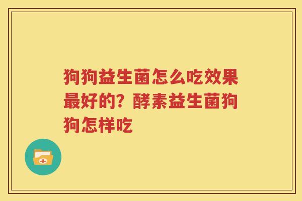 狗狗益生菌怎么吃效果最好的？酵素益生菌狗狗怎样吃