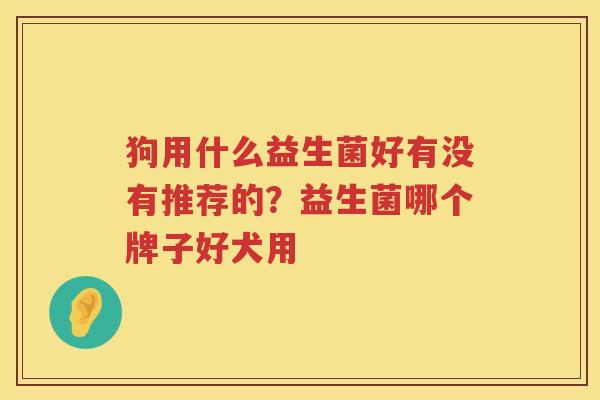 狗用什么益生菌好有没有推荐的？益生菌哪个牌子好犬用
