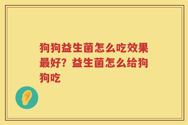 狗狗益生菌怎么吃效果最好？益生菌怎么给狗狗吃