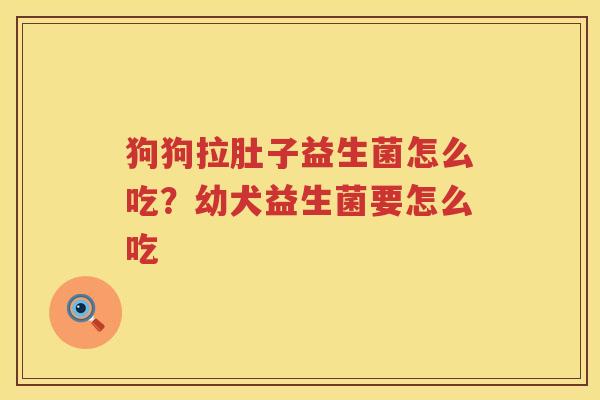 狗狗拉肚子益生菌怎么吃？幼犬益生菌要怎么吃
