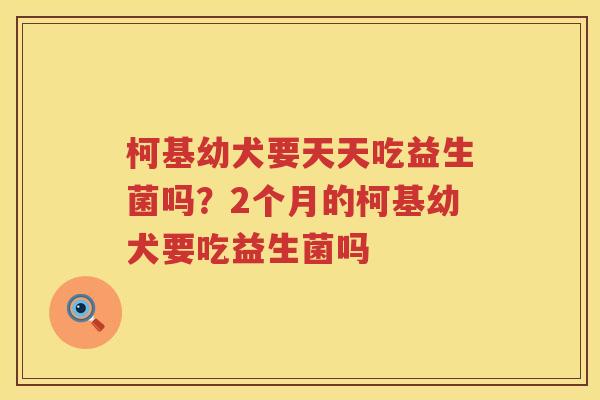 柯基幼犬要天天吃益生菌吗？2个月的柯基幼犬要吃益生菌吗