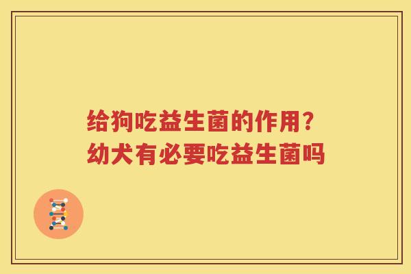 给狗吃益生菌的作用？幼犬有必要吃益生菌吗