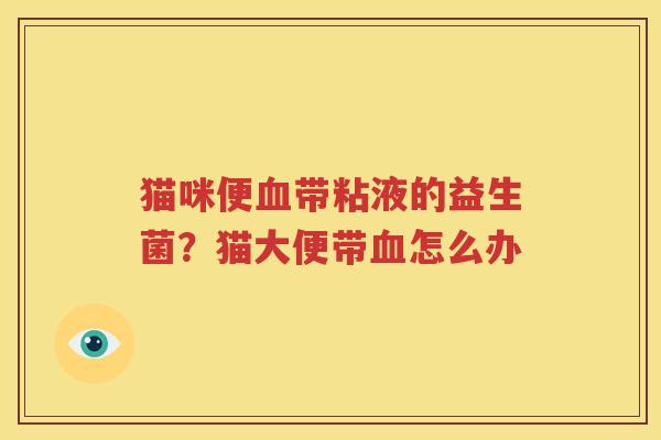 猫咪便血带粘液的益生菌？猫大便带血怎么办