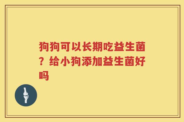 狗狗可以长期吃益生菌？给小狗添加益生菌好吗