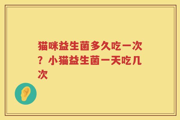 猫咪益生菌多久吃一次？小猫益生菌一天吃几次